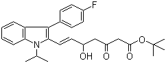 (E)-5-羟基-3-氧代-7-[3'-(4''-氟苯基)-1'-(1''-甲基乙基)吲哚-2'-基]-6-庚烯酸叔丁酯分子结构 (CAS 194934-95-7)