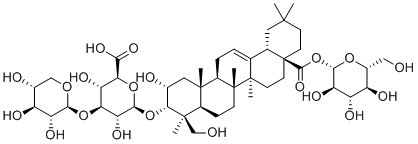 CAS # 1950581-97-1, Celosin L, (2S,3S,4S,5R,6R)-6-[[(2R,3S,4S,4aR,6aR,6bS,8aS,12aS,14aR,14bR)-2-hydroxy-4-(hydroxymethyl)-4,6a,6b,11,11,14b-hexamethyl-8a-[(2S,3R,4S,5S,6R)-3,4,5-trihydroxy-6-(hydroxymethyl)oxan-2-yl]oxycarbonyl-1,2,3,4a,5,6,7,8,9,10,12,12a,14,14a-tetradecahydropicen-3-yl]oxy]-3,5-dihydroxy-4-[(2S,3R,4S,5R)-3,4,5-trihydroxyoxan-2-yl]oxyoxane-2-carboxylic acid