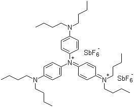 4-(二丁氨基)-N-[4-(二丁氨基)苯基]-N-[4-(二丁亚氨基)-2,5-环己二烯-1-基亚甲基]苯铵六氟锑酸盐分子结构 (CAS 197790-29-7)