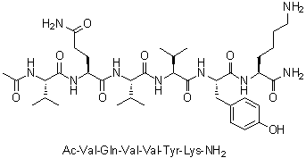 N-Acetyl-L-valyl-L-glutaminyl-L-valyl-L-valyl-L-tyrosyl-L-lysinamide molecular structure (CAS 2022956-51-8)