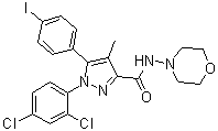 1-(2,4-二氯苯基)-5-(4-碘苯基)-4-甲基-N-4-吗啉基-1H-吡唑-3-甲酰胺分子结构 (CAS 202463-68-1)