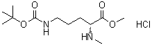 N5-[叔丁氧羰基]-N2-甲基-D-鸟氨酸甲酯盐酸盐分子结构 (CAS 2044710-39-4)
