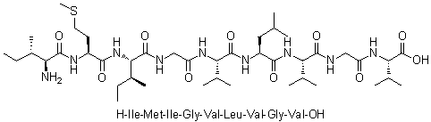 L-异亮氨酰-L-蛋氨酰-L-异亮氨酰甘氨酰-L-缬氨酰-L-亮氨酰-L-缬氨酰甘氨酰-L-缬氨酸分子结构 (CAS 205747-96-2)