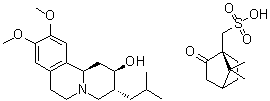 (+)-alpha-二氢丁苯那嗪 D-(+)-樟脑磺酸盐分子结构 (CAS 2102090-15-1)