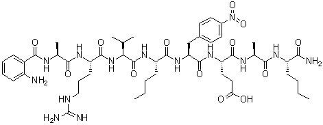 N-(2-氨基苯甲酰)-L-丙氨酰-L-精氨酰-L-缬氨酰-L-正亮氨酰-4-硝基-L-苯丙氨酰-L-alpha-谷氨酰-L-丙氨酰-L-正亮氨酰胺分子结构 (CAS 210644-48-7)