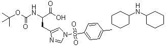 N-[(1,1-二甲基乙氧基)羰基]-1-[(4-甲基苯基)磺酰基]-D-组氨酸(二环己基胺)盐分子结构 (CAS 210694-29-4)