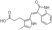 2-[(1,2-Dihydro-2-oxo-3H-indol-3-ylidene)methyl]-4-methyl-1H-pyrrole-3-propanoic acid molecular structure (CAS 215543-92-3)