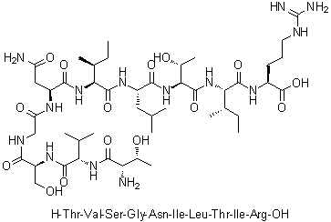 L-苏氨酰-L-缬氨酰-L-丝氨酰甘氨酰-L-天冬氨酰胺酰-L-异亮氨酰-L-亮氨酰-L-苏氨酰-L-异亮氨酰-L-精氨酸分子结构 (CAS 216487-45-5)