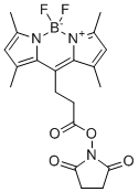 (2,5-Dioxopyrrolidin-1-yl) 3-(2,2-difluoro-4,6,10,12-tetramethyl-3-aza-1-azonia-2-boranuidatricyclo[7.3.0.03,7]dodeca-1(12),4,6,8,10-pentaen-8-yl)propanoate molecular structure (CAS 216961-98-7)