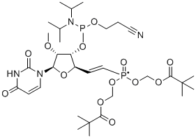 CAS # 2172373-55-4, 1-[(5E)-6-[bis[(2,2-dimethyl-1-oxopropoxy)methoxy]phosphinyl]-3-O-[[bis(1-methylethyl)amino](2-cyanoethoxy)phosphino]-5,6-dideoxy-2-O-methyl-β-D-ribo-hex-5-enofuranosyl]-2,4(1H,3H)-Pyrimidinedione