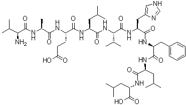L-缬氨酰-L-丙氨酰-L-alpha-谷氨酰-L-亮氨酰-L-缬氨酰-L-组氨酰-L-苯丙氨酰-L-亮氨酰-L-亮氨酸分子结构 (CAS 220111-11-5)