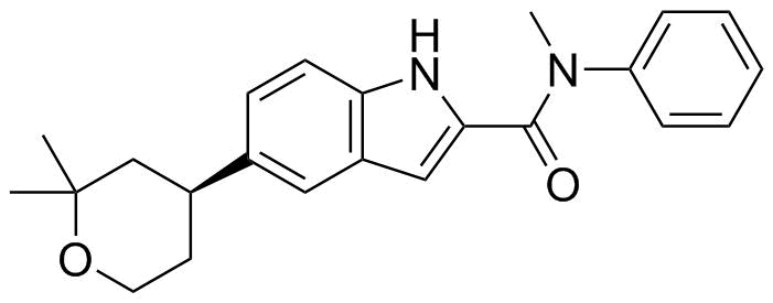 (S)-5-(2,2-Dimethyltetrahydro-2H-pyran-4-YL)-N-methyl-N-phenyl-1H-indole-2-carboxamide molecular structure (CAS 2212021-79-7)