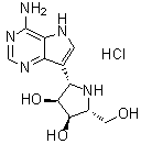 (2S,3S,4R,5R)-2-(4-氨基-5H-吡咯并[3,2-d]嘧啶-7-基)-5-(羟基甲基)-3,4-吡咯烷二醇单盐酸盐分子结构 (CAS 222631-44-9)