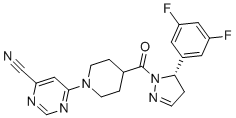 (S)-6-(4-(5-(3,5-二氟苯基)-4,5-二氢-1H-吡唑-1-羰基)哌啶-1-基)嘧啶-4-甲腈分子结构 (CAS 2226735-55-1)