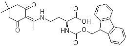 (2S)-4-[[1-(4,4-二甲基-2,6-二氧代环己亚基)乙基]氨基]-2-[[(9H-芴-9-基甲氧基)羰基]氨基]丁酸分子结构 (CAS 235788-61-1)