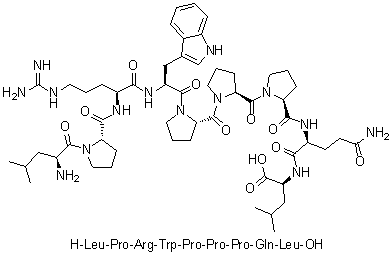 L-Leucyl-L-prolyl-L-arginyl-L-tryptophyl-L-prolyl-L-prolyl-L-prolyl-L-glutaminyl-L-leucine molecular structure (CAS 250637-78-6)