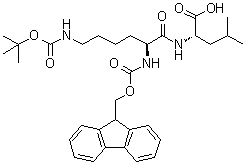 N6-[(1,1-Dimethylethoxy)carbonyl]-N2-[(9H-fluoren-9-ylmethoxy)carbonyl]-L-lysyl-L-leucine molecular structure (CAS 250695-63-7)