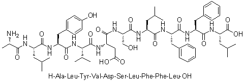 L-丙氨酰-L-亮氨酰-L-酪氨酰-L-缬氨酰-L-alpha-天冬氨酰-L-丝氨酰-L-亮氨酰-L-苯丙氨酰-L-苯丙氨酰-L-亮氨酸分子结构 (CAS 253876-12-9)