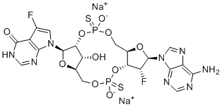 CAS # 2553413-93-5, Dazostinag disodium, Disodium 7-[(1R,6R,8R,9R,10R,15R,17R,18R)-8-(6-aminopurin-9-yl)-9-fluoro-18-hydroxy-3,12-dioxido-3,12-bis(sulfanylidene)-2,4,7,11,13,16-hexaoxa-3?5,12?5-diphosphatricyclo[13.2.1.06,10]octadecan-17-yl]-5-fluoro-3H-pyrrolo[2,3-d]pyrimidin-4-one