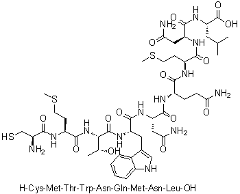 L-半胱氨酰-L-蛋氨酰-L-苏氨酰-L-色氨酰-L-天冬氨酰胺酰-L-谷氨酰胺酰-L-蛋氨酰-L-天冬氨酰胺酰-L-亮氨酸分子结构 (CAS 255387-18-9)