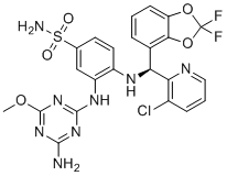 CAS # 2565705-03-3, Dot1L-IN-5, 3-[(4-amino-6-methoxy-1,3,5-triazin-2-yl)amino]-4-[[(S)-(3-chloropyridin-2-yl)-(2,2-difluoro-1,3-benzodioxol-4-yl)methyl]amino]benzenesulfonamide