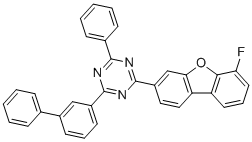 2-(6-Fluorodibenzofuran-3-yl)-4-phenyl-6-(3-phenylphenyl)-1,3,5-triazine molecular structure (CAS 2608651-91-6)