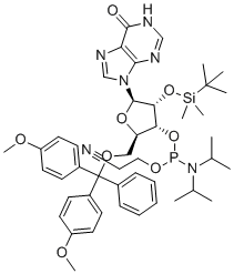 5'-O-DMT-2'-O-tert-Butyldimethylsilyl-Inosine 3'-CE phosphoramidite molecular structure (CAS 261518-12-1)