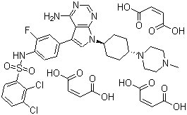 N-[4-[4-Amino-7-[trans-4-(4-methyl-1-piperazinyl)cyclohexyl]-7H-pyrrolo[2,3-d]pyrimidin-5-yl]-2-fluorophenyl]-2,3-dichlorobenzenesulfonamide (2Z)-2-butenedioate molecular structure (CAS 262442-91-1)