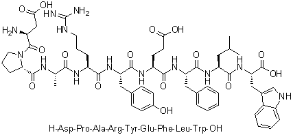 L-alpha-天冬氨酰-L-脯氨酰-L-丙氨酰-L-精氨酰-L-酪氨酰-L-alpha-谷氨酰-L-苯丙氨酰-L-亮氨酰-L-色氨酸分子结构 (CAS 263766-32-1)