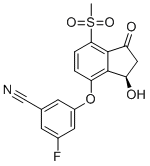CAS # 2738675-96-0, (R)-3-Fluoro-5-((3-hydroxy-7-(methylsulfonyl)-1-oxo-2,3-dihydro-1H-inden-4-YL)oxy)benzonitrile, 3-fluoro-5-[[(3R)-3-hydroxy-7-methylsulfonyl-1-oxo-2,3-dihydroinden-4-yl]oxy]benzonitrile