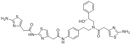 CAS # 2762802-66-2, Mirabegron Impurity D, (R)-2-(2-aminothiazol-4-yl)-N-(4-(2-(2-(2-(2-aminothiazol-4-yl)acetamido)thiazol-4-yl)acetamido)phenethyl)-N-(2-hydroxy-2-phenylethyl)acetamide