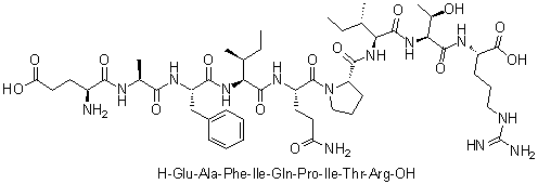 L-alpha-谷氨酰-L-丙氨酰-L-苯丙氨酰-L-异亮氨酰-L-谷氨酰胺酰-L-脯氨酰-L-异亮氨酰-L-苏氨酰-L-精氨酸分子结构 (CAS 286369-68-4)
