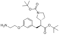 CAS 登录号：2924842-16-8, 叔丁基 (3R)-3-[(2S)-3-[3-(2-氨基乙氧基)苯基]-1-[(2-甲基丙-2-基)氧基]-1-氧代丙-2-基]吡咯烷-1-羧酸酯