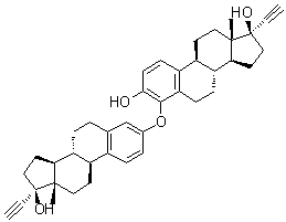 (17alpha)-4-[[(17alpha)-17-羟基-19-去甲孕甾-1,3,5(10)-三烯-20-炔-3-基]氧基]-19-去甲孕甾-1,3,5(10)-三烯-20-炔-3,17-二醇分子结构 (CAS 303014-90-6)