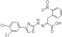 alpha-[2-[4-(3,4-Dichlorophenyl)-2-thiazolyl]hydrazinylidene]-2-nitrobenzenepropanoic acid molecular structure (CAS 315706-13-9)