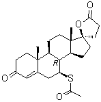 7beta-(乙酰硫基)-17alpha-羟基-3-氧代孕甾-4-烯-21-羧酸 gamma-内酯分子结构 (CAS 33784-05-3)