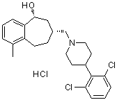 (5R,7R)-rel-7-[[4-(2,6-Dichlorophenyl)-1-piperidinyl]methyl]-6,7,8,9-tetrahydro-1-methyl-5H-benzocyclohepten-5-ol hydrochloride molecular structure (CAS 371980-94-8)