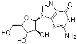9-beta-D-呋喃阿拉伯糖基鸟嘌呤分子结构 (CAS 38819-10-2)