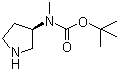 (R)-N-甲基-N-(吡咯烷-3-基)氨基甲酸叔丁酯分子结构 (CAS 392338-15-7)