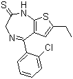 5-(2-氯苯基)-7-乙基-1,3-二氢-2H-噻吩并[2,3-e]-1,4-二氮杂卓-2-硫酮分子结构 (CAS 40054-40-8)