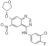N-(3-氯-4-氟苯基)-6-硝基-7-[[(3R)-四氢-3-呋喃基]氧基]-4-喹唑啉胺分子结构 (CAS 402855-07-6)