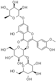 Isorhamnetin-3-O-sophoroside-7-O-rhamnoside molecular structure (CAS 41328-75-0)