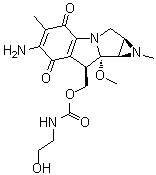 [1aS-(1aalpha,8beta,8aalpha,8balpha)]-(2-羟基乙基)-氨基甲酸(6-氨基-1,1a,2,4,7,8,8a,8b-八氢-8a-甲氧基-1,5-二甲基-4,7-二氧代氮丙啶并[2',3':3,4]吡咯并[1,2-a]吲哚-8-基)甲基酯分子结构 (CAS 41515-28-0)