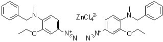 Bis[4-(benzylmethylamino)-3-ethoxybenzenediazonium] tetrachlorozincate molecular structure (CAS 4421-50-5)