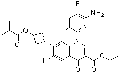 1-(6-氨基-3,5-二氟吡啶-2-基)-6-氟-7-[3-(异丁酰氧基)氮杂环丁烷-1-基]-4-氧代-1,4-二氢喹啉-3-羧酸乙酯分子结构 (CAS 442526-91-2)