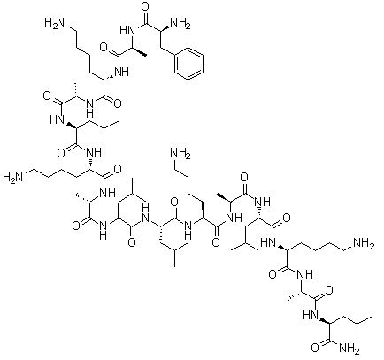 L-苯丙氨酰-L-丙氨酰-L-赖氨酰-L-丙氨酰-L-亮氨酰-L-赖氨酰-L-丙氨酰-L-亮氨酰-L-亮氨酰-L-赖氨酰-L-丙氨酰-L-亮氨酰-L-赖氨酰-L-丙氨酰-L-亮氨酰胺分子结构 (CAS 466691-40-7)