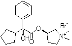 (3R)-3-[[(2R)-环戊基羟基苯基乙酰基]氧基]-1,1-二甲基吡咯烷鎓溴化物分子结构 (CAS 475468-09-8)