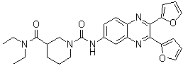 N1-(2,3-二-2-呋喃基-6-喹喔啉基)-N3,N3-二乙基-1,3-哌啶二甲酰胺分子结构 (CAS 508186-08-1)