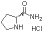 (2R)-2-吡咯烷甲酰胺单盐酸盐分子结构 (CAS 50894-62-7)