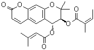 (2Z)-2-Methyl-2-butenoic acid (6R,7S)-7,8-dihydro-8,8-dimethyl-6-[(3-methyl-1-oxo-2-butenyl)oxy]-2-oxo-2H,6H-benzo[1,2-b:5,4-b']dipyran-7-yl ester molecular structure (CAS 51059-45-1)
